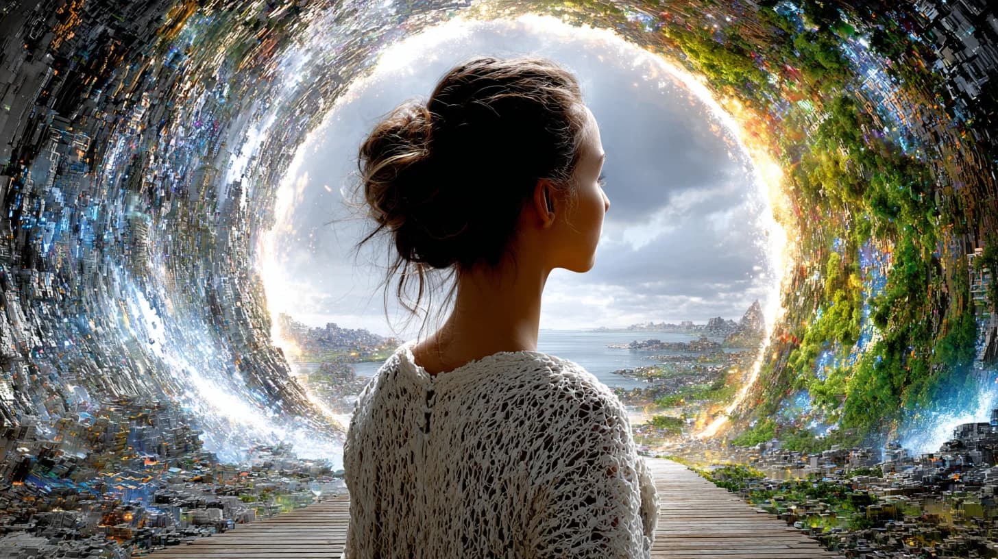Una persona ante un umbral de luz